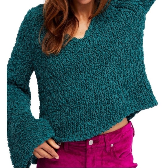 Free People Sand Dunes Pullover Sweater Green Size Large - Picture 9 of 10